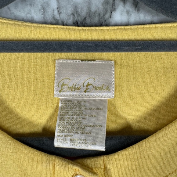 Bobbie Brooks Ladies L Sweater Button Up Cotton/Polyester Blend Yellow - Picture 3 of 4